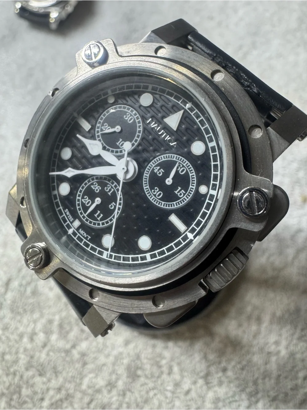 Nautica Men's Black Dial Stainless Steel Chronograph Watch